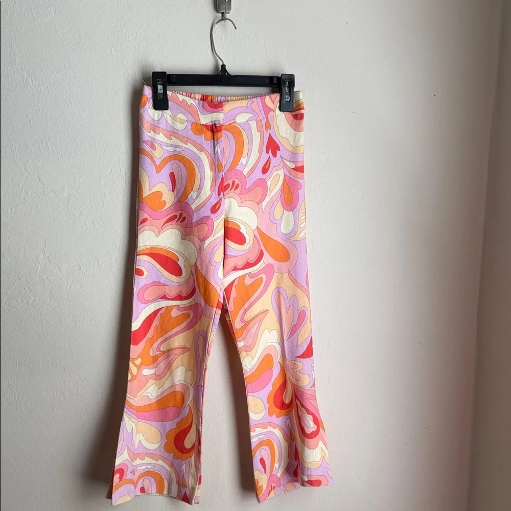 Zara Kids Pink Orange Cream Swirl Flare Jeans